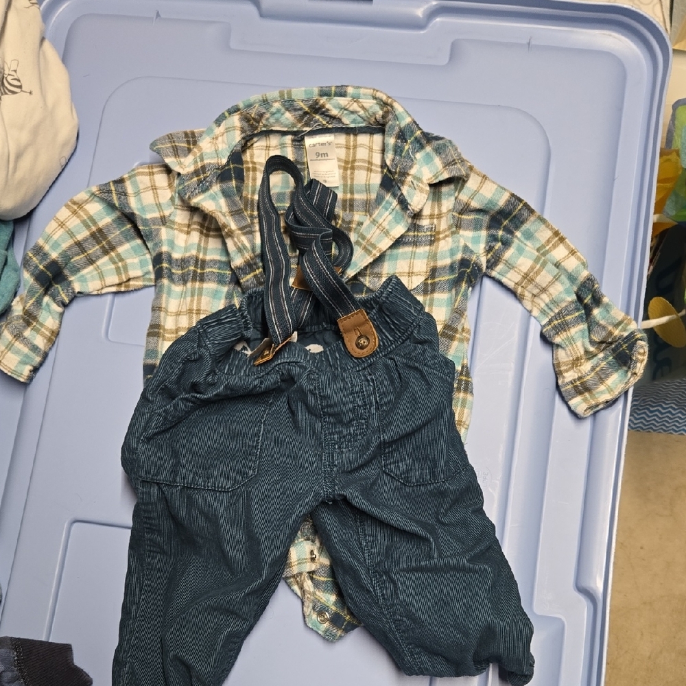 Plaid Shirt, Corduroy Pants Set